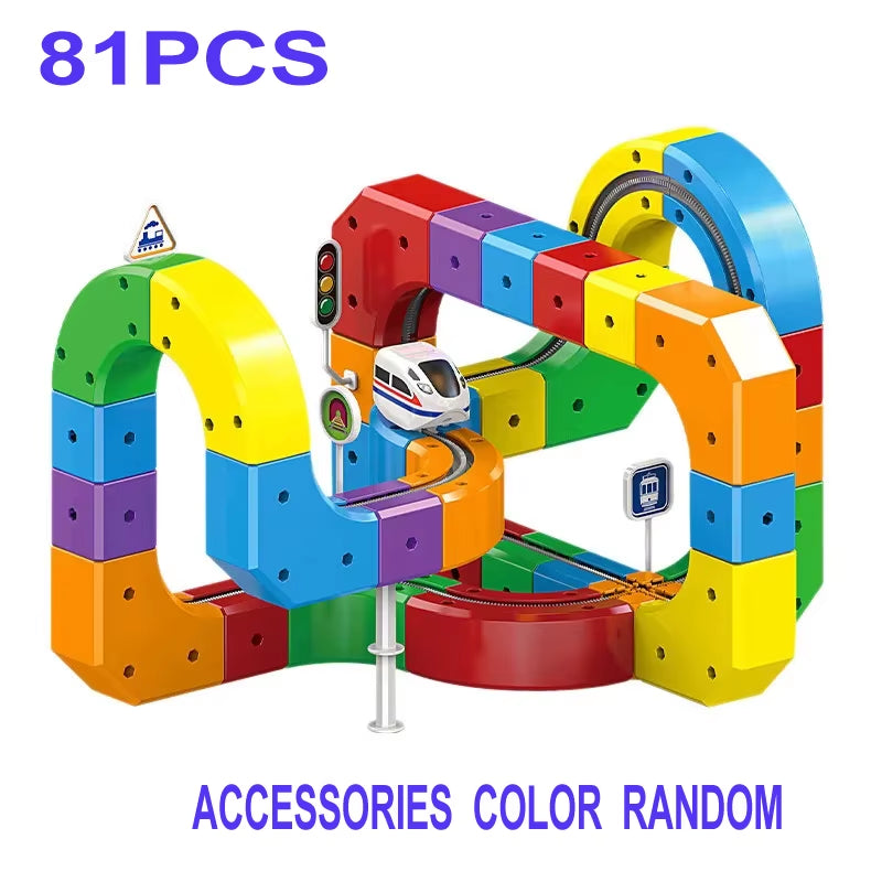 Kids Magnetic Rail Car Cube Toys Educational Toy DIY Building Blocks Magical Track Train Gravity Maze Toy Christmas Gifts