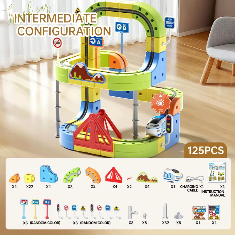 Kids Magnetic Rail Car Cube Toys Educational Toy DIY Building Blocks Magical Track Train Gravity Maze Toy Christmas Gifts