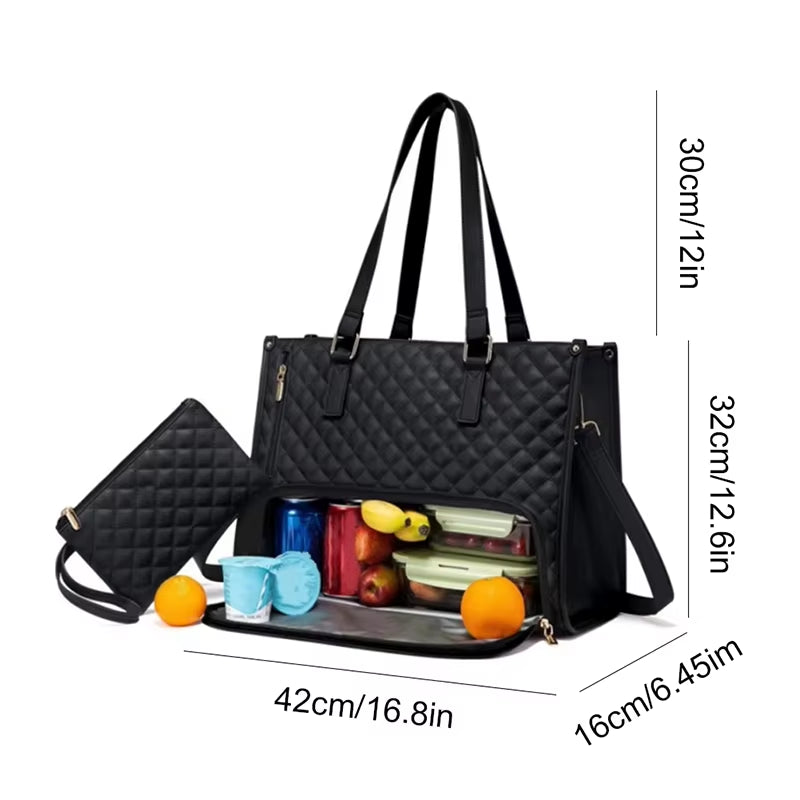 Women'S 2-In-1 Insulated Lunch Bag Suitable for 15.6-Inch Laptops Leak-Proof Insulated Work Bag Waterproof Picnic Cooler Bag