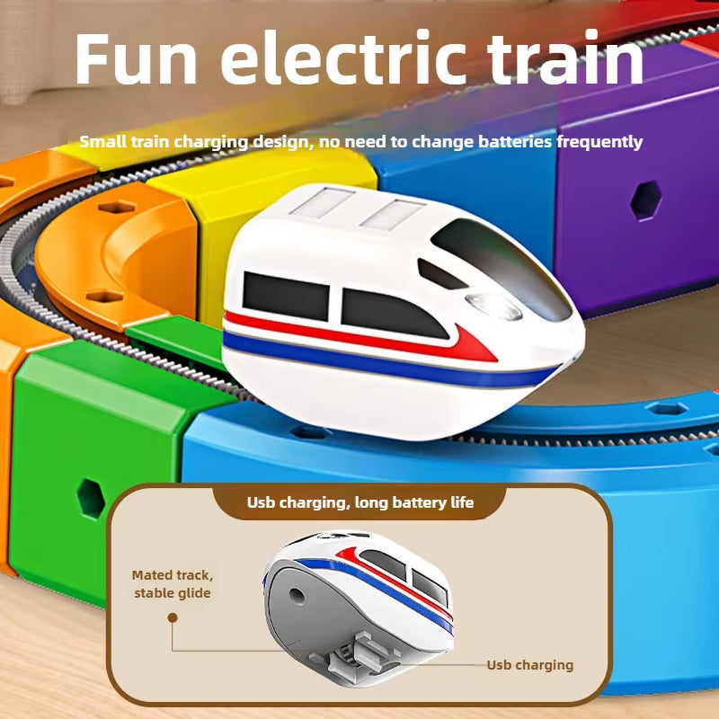 Kids Magnetic Rail Car Cube Toys Educational Toy DIY Building Blocks Magical Track Train Gravity Maze Toy Christmas Gifts
