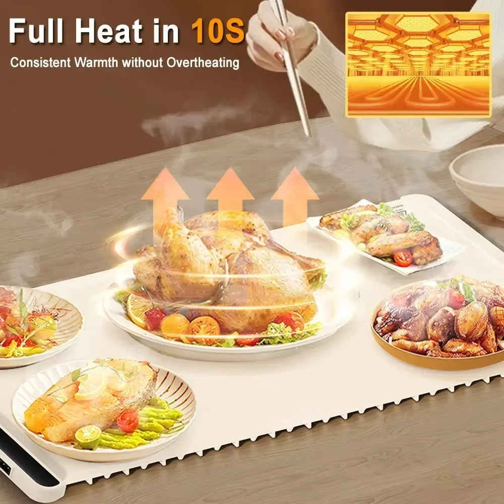 Foldable Food Warmer Electric Warming Tray Food Warming Mat Electric Warming Pad for Food Portable Silicone Foods Warmer Plate