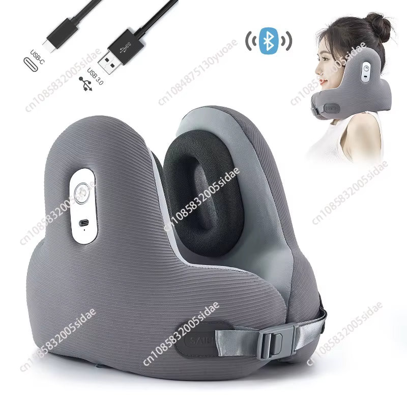 Memory Foam Travel Neck Pillow with Noise Reduction - U-Shaped Bluetooth Music Pillow for Ultimate Comfort on the Go Travel
